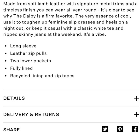 All Saints Dalby Slim Fit Biker Jacket Lamb Leather Blush pink Size 2 Zipper - Picture 14 of 15